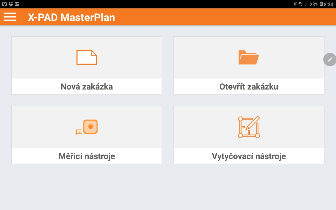 Úvodní obrazovka aplikace MasterPlan